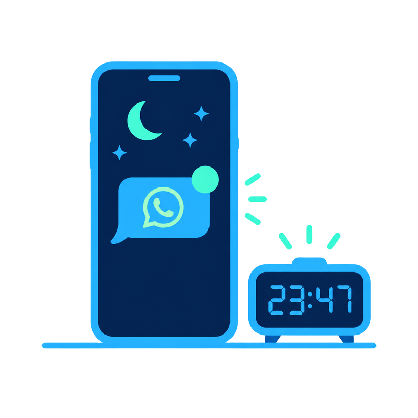 Celular recebendo mensagem às 23h47